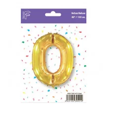 Шар (40\'\'/102 см) Цифра, 0, Золото, 1 шт. в уп. B901760O