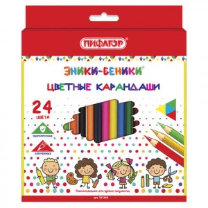 Карандаши цветные ПИФАГОР "ЭНИКИ-БЕНИКИ", 24 цвета, классические заточенные, 181348