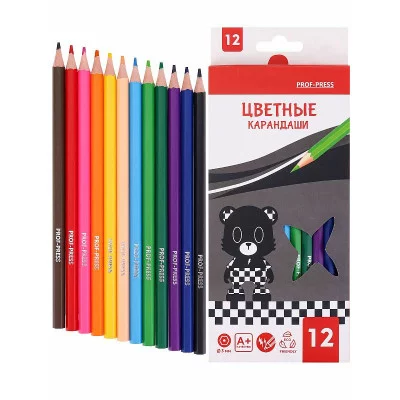 Карандаши цветн пластик 2М,набор гексаг. 12цв. BE BEAR (КЦ-9299), гриф.d=3,0mm, КЦ-9299