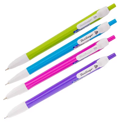 Ручка шариковая автоматическая Berlingo "Triangle" синяя, 0,7мм, трехгранный корпус, в стакане BERLINGO_ 206171