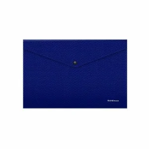 Папка-конверт на кнопке пластиковая ErichKrause Diamond Total Blue, A4, полупрозрачный, синий 54878