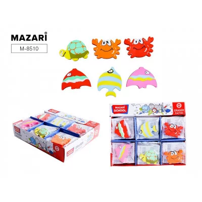 Ластик M-8510 SEA LIFE,термопластичная резина, фигурный,6 диз.