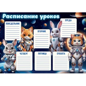 Расписание уроков "Зверюшки-космонавты" 3001708