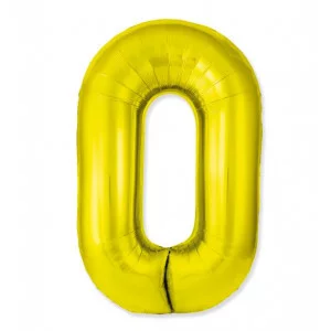 Шар (40\'\'/102 см) Цифра, 0 Slim, Золото, 1 шт. 901910O