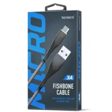 Кабель BoraSCO (38500) Fishbone micro USB серый, 1 м, 3A, 4627174894684