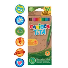 Карандаши цветные пластиковые Carioca "Tita. EcoFamily", 12цв., заточен., картон, европодвес 311963