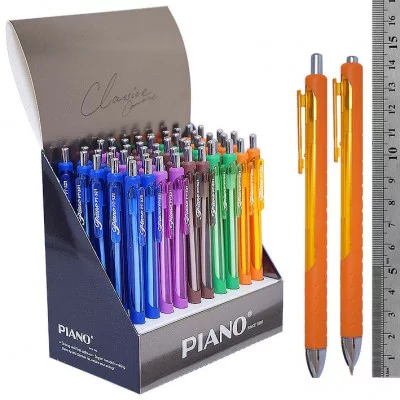 Ручка масляная "Стиль", 0.7мм, автомат, прорезин.корпус, ассорти PIANO РТ-321 303219