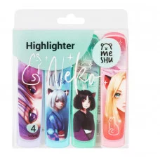 Набор текстовыделителей MESHU "Neko", 04цв., пастельные цвета, 1-5 мм, ПВХ бокс с европодвесом 362129