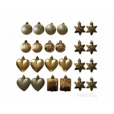 Набор елочных украшений "Ассорти" (24шт) 4см цвет золотой 007443 8\2973