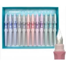 Ручка перьевая DI-24 "Пастель" (син) 0,5мм, круглый корпус, фигурная грип-зона, с чернилами, с клипом, ассорти, №551 332097