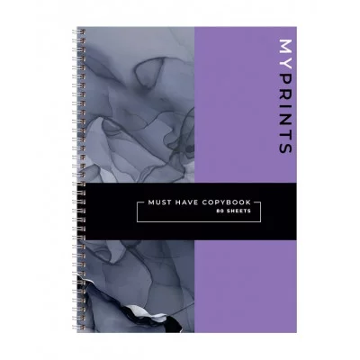 Тетрадь 80л., А4 клетка на гребне BG "My prints", матовая ламинация, твердая обложка 341865