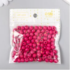 Бусины для творчества дерево "Императорская фуксия" d-0,8 см, набор 20 гр   9463293