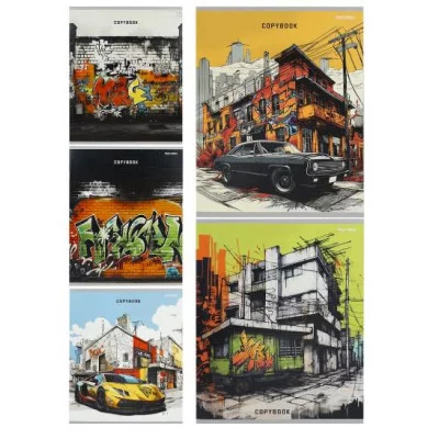 Тетрадь КЛЕТКА 48л. ГРАФИКА В ГОРОДЕ (48-5138) (цветная мелов. обл. лён) 48-5138