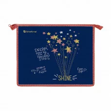 Папка д/тетрадей 1 отд. А5 Schoolformat SHINE BRIGHT 235х190х50 молния картон, полиэстер синий д/девочек 237064