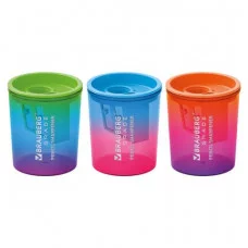 Точилка для классических и утолщенных карандашей BRAUBERG "Grade", 2 отверстия, с контейнером, 271998