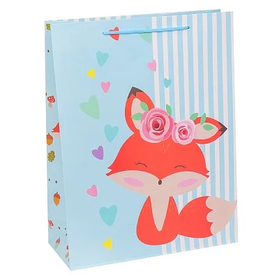 Dream cards Пакет подарочный с мат. лам. Лисичка, голубой 26х32х12 см, 210 г ППК-1911 462-0-129-71911-7