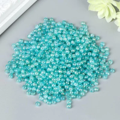 Набор бусин для творчества пластик "Голубой перламутр" 20 гр d=0,4 см 4767123