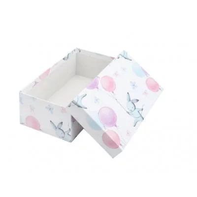 Коробка прямоугольная подарочная Зайка на воздушном шаре 13,5 х 8 х 5 см РазборПП-4526
