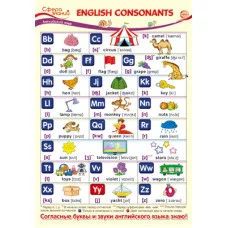 ПО-13586 Плакат А3. Английский язык в начальной школе. English Consonants (Английские согласные) / Сфера знаний