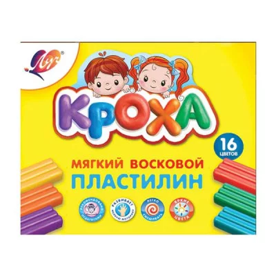 Пластилин ЛУЧ КРОХА 16 цв. 320 г со стеком 177176