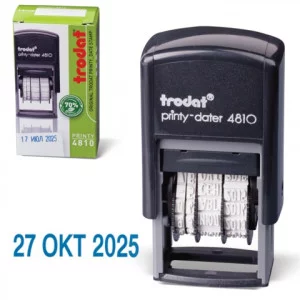 Датер-мини месяц буквами, оттиск 20*4мм синий, TRODAT 4810, корпус черный