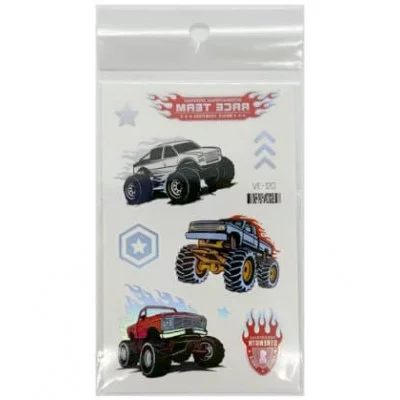 Наклейки Тату  DF-195 "Монстр трак" 9 штук на листе, 12х7,5 см, металлик эффект VE-120 (10/500)   330862