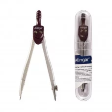 Циркуль Alingar, металлический 115 мм, грифель, пластиковый футляр, коричневый AL323/1