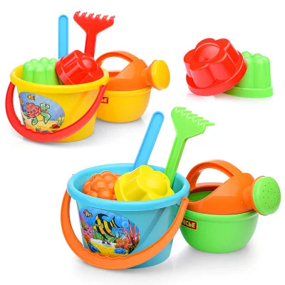 Набор №205: ведро среднее, лопатка, грабельки, 2 формочки, лейка малая №4 4375