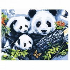 Картина по номерам на холсте ТРИ СОВЫ "Панды", 40*50, с акриловыми красками и кистями 358787