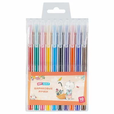 Набор шариковых ручек ArtSpace "Рисунки. Funny animals", 10шт., 10цв., 1,0мм, европодвес 359089