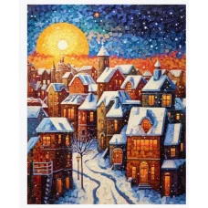 Набор для творчества Алмазная мозаика 40*50,см KiK i Уютный городок полная выкладка ALM115