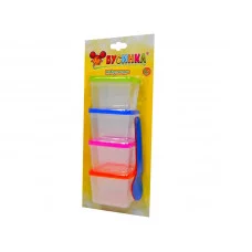 Набор контейнеров-тарелок 4 шт  с двумя ложками 135 469-585