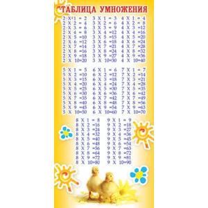 ШМ-6543 мини-таблица умножения (с расписанием на обороте) (формат 61х131 мм), 460709144031706543