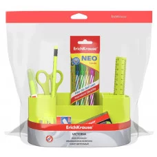 Набор настольный пластиковый ErichKrause Victoria Neon Solid желтый 53266