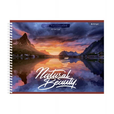 Альбом для рисования 245*195 мм, 40л, Alingar, гребень 210г/м2  «Natural beauty» AL10775