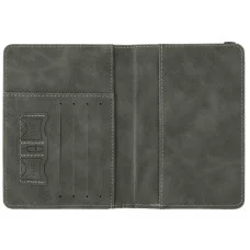 Обложка для паспорта и документов с защитой от считывания, 9 карманов, резинка, экокожа, графитовая, BRAUBERG, 238753