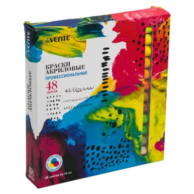 Краски акрил 48цв по 12мл в тубах карт упак DEVENTE 8170302 164184