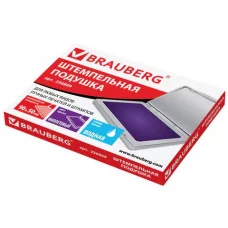 Штемпельная подушка BRAUBERG, 100*80 мм (рабочая поверхность 90*50 мм), фиолетовая краска, 236869