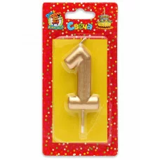 Свеча для торта Золотая Цифра 1 С-1799
