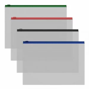 Zip-пакет пластиковый ErichKrause Fizzy Clear c цветной молнией, A4, прозрачный, ассорти 50326