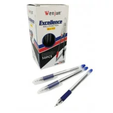 Ручка CZ-93 (син) 1.0мм, прозрачный круглый корпус, с грипом, WJ-105 327090