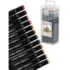 Набор маркеров двуст для скетчинга NUDE AND WOODEN TONES 12шт.(МП-2163) скош/пул нак, черный корп МП-2163