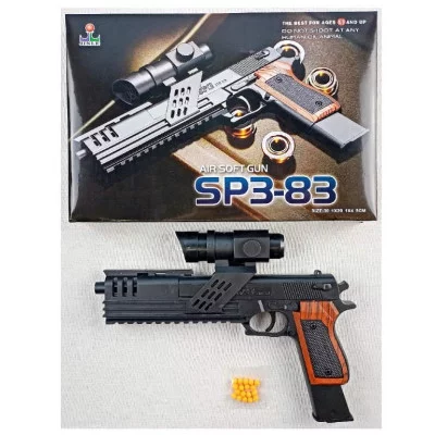 Пистолет (длина 21см) с прицелом и пульками(10 шт) в коробке SP3-83
