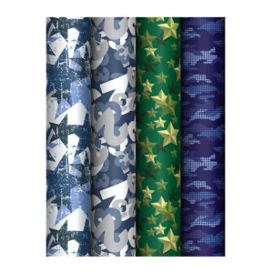 Упаковочная бумага глянц. 70*100см, MESHU "Military", 80 г/м2, ассорти, 4 дизайна 372637