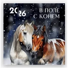 В поле с конем. Календарь настенный на 2026 год (300х300) 978-5-04-218126-9