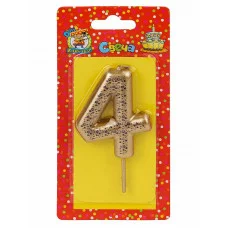 Свеча для торта Звёздочки, золотая Цифра 4 С-5988