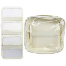 Пенал DG-615/DH-275 Косметичка, квадратная, 1 отделение, текстиль с силиконом, с 3мя вкладышами для мелочей, бежевый LG-12841 331039