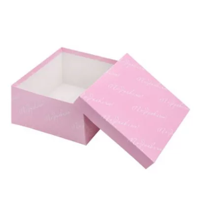 Коробка квадратная подарочная 1 шт розовая с надписью "Поздравляю" 25,5 х 25,5 х 13 см РазборПП-4540