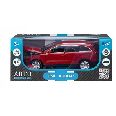 ТМ "Автопанорама" Машинка металлическая 1:24 Audi Q7, бордовый, откр. двери, капот и багажник, свободный ход колес, в/к 24,5*12,5*10,5 см JB1251130