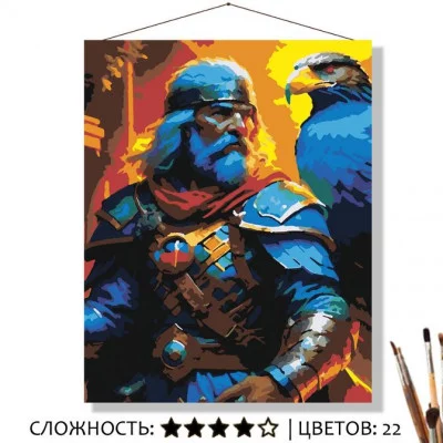 Картина по номерам на холсте 50х40 "Воин с орлом" Знайленд КН5040747